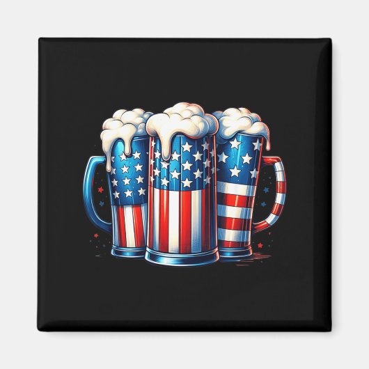 7月4日 独立記念日 アメリカ国旗 ビール マグネット (正面)