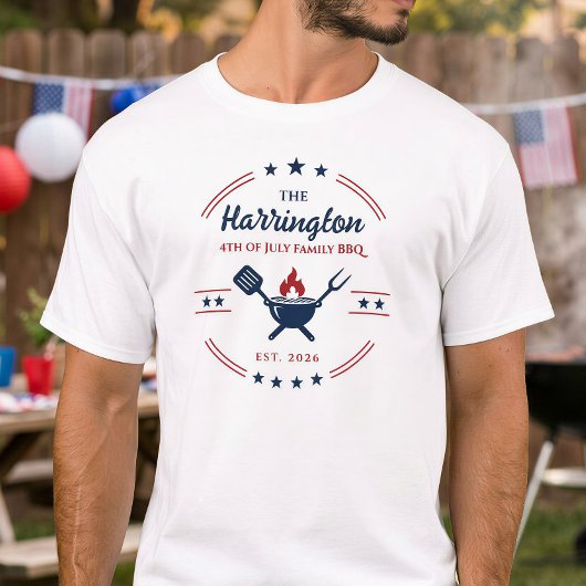 7月4日 独立記念日 ファミリーBBQ Tシャツ