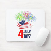 7月4日 – 独立記念日(旗と花火付き) マウスパッド (マウス)