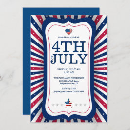 7月4日 独立記念日 星条旗 クックアウト 招待状