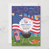 7月4日 独立記念日 BBQパーティー 招待状 (正面)