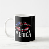 7月4日 独立記念日 MERICA キス マウス USA コーヒーマグカップ (左)