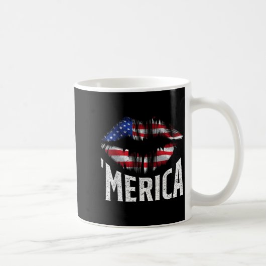 7月4日 独立記念日 MERICA キス マウス USA コーヒーマグカップ (右)