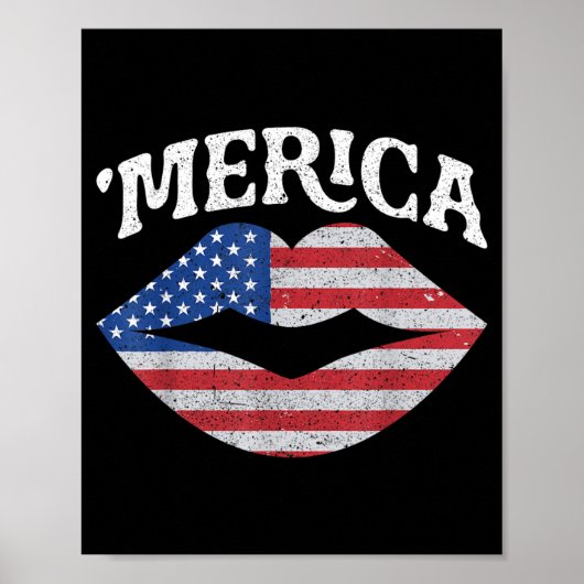 7月4日 独立記念日 MERICA キス マウス USA ポスター (正面)
