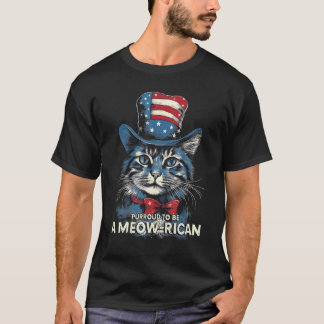 7月4日 猫好き、アメリカ猫派 Tシャツ