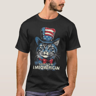 7月4日 猫好き、我が輩は猫のアメリカ人なり Tシャツ