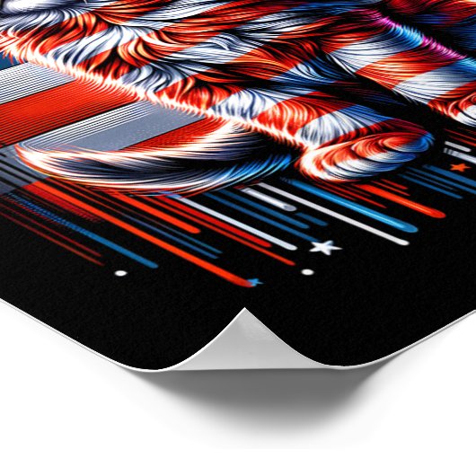 7月4日 猫 アメリカ国旗 かわいい子猫 記念日 ポスター (角)