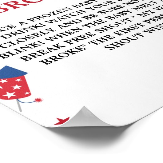 7月4日、私の水はベビーシャワーのゲームサインを破った ポスター (角)