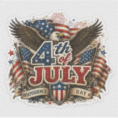 7月4日 米国の愛国的なワシステッカー 米国旗デカール シール (正面)