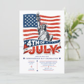 7月4日 米国の愛国的なBBQの招待状 招待状 (スタンド正面)