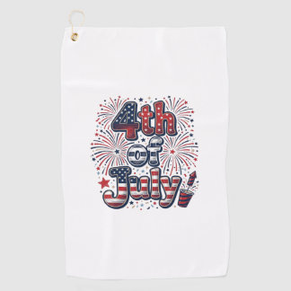7月4日 米国の花火 ビンテージTシャツ デザイン ゴルフタオル