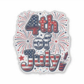 7月4日 米国の花火 ビンテージTシャツ デザイン シール (正面)