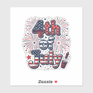 7月4日 米国の花火 ビンテージTシャツ デザイン シール