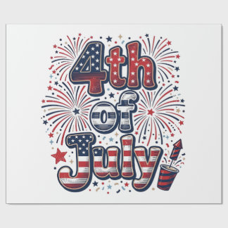 7月4日 米国の花火 ビンテージTシャツ デザイン ラッピングペーパー