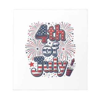 7月4日 米国の花火 ヴィンテージTシャツ デザイン ノートパッド