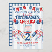 7月4日、花火の誕生日パーティーの招待 招待状 (正面/裏面)