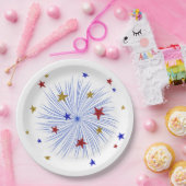 7月4日、花火、スターバスト紙プレート9" ペーパープレート (パーティー)
