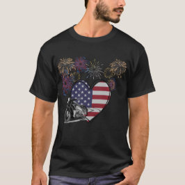 7月4日 花火 ハート オートバイ Tシャツ