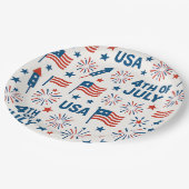 7月4日🇺🇸 | 花火、星、花火 ペーパープレート (アングル)
