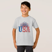 7月4日 花火 独立記念日 愛国心 Tシャツ (正面フル)