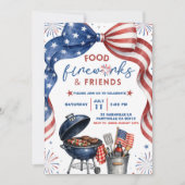 7月4日 花火 BBQ パーティー招待状 招待状 (正面)