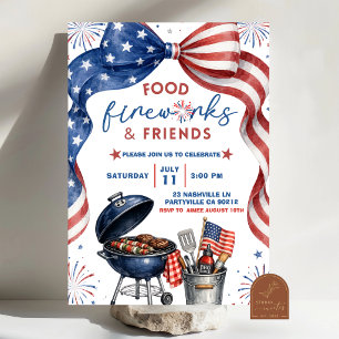 7月4日 花火 BBQ パーティー招待状 招待状