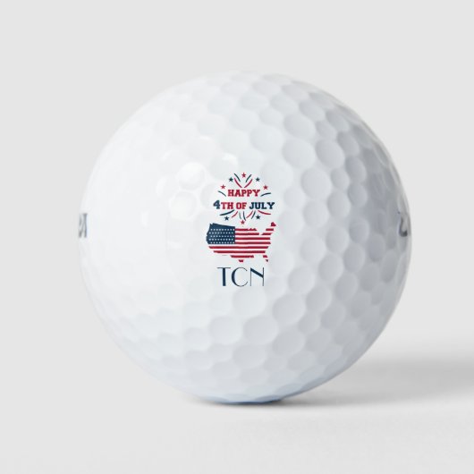 7月4日 花火 USA 赤 白 青 フラッグ ゴルフボール (正面)