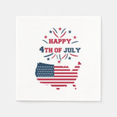 7月4日 花火 USA 赤 白 青 フラッグ スタンダードカクテルナプキン (正面)