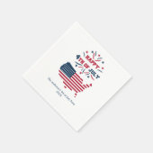 7月4日 花火 USA 赤 白 青 フラッグ スタンダードカクテルナプキン (角)