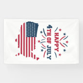 7月4日 花火 USA 赤 白 青 フラッグ 横断幕 (横)