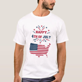 7月4日 花火 USA 赤 白 青 フラッグ Tシャツ