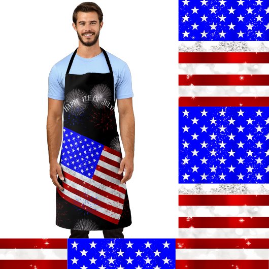 7月4日 記念 - アメリカ国旗 エプロン