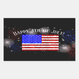 7月4日 記念 - アメリカ国旗 長方形シール