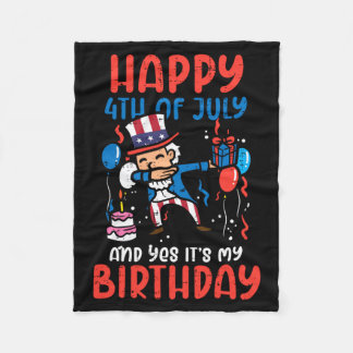 7月4日 誕生日おめでとう アンクルサム ダブ パトリオット フリースブランケット
