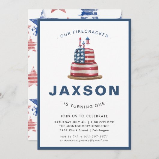 7月4日|誕生日パーティーの招待 招待状 (正面/裏面)