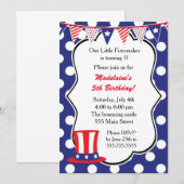 7月4日 誕生日パーティー 招待状 子供 (正面/裏面)