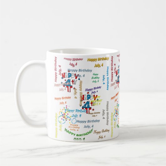 7月4日、誕生日マグカップ コーヒーマグカップ (左)