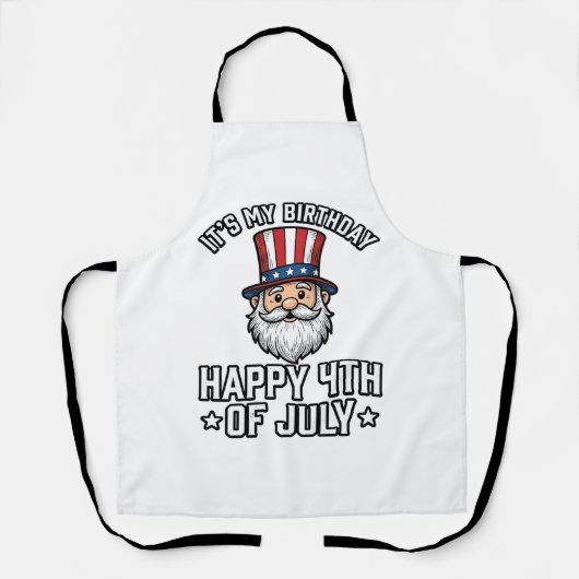 7月4日 誕生日 グノーム 愛国 Tシャツ デザイン エプロン (正面)