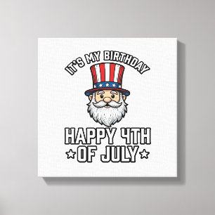 7月4日 誕生日 グノーム 愛国 Tシャツ デザイン キャンバスプリント