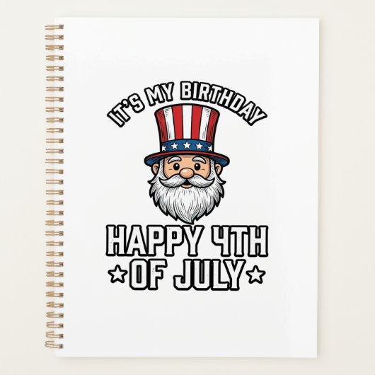 7月4日 誕生日 グノーム 愛国 Tシャツ デザイン プランナー手帳 (正面)