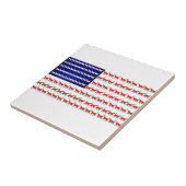 7月4日、赤と青の猫旗 タイル (側面)