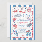 7月4日 赤白出産前祝い ベイビーシャワー招待状 招待状 (正面)