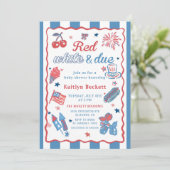 7月4日 赤白出産前祝い ベイビーシャワー招待状 招待状 (スタンド正面)