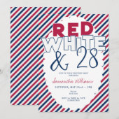 7月4日 赤白青 ピクニック BBQ バースデーパーティー 招待状 (正面/裏面)