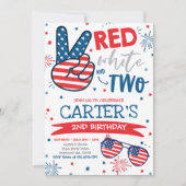 7月4日 赤白青 2歳の誕生日 招待状 (正面)