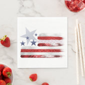 7月4日、赤、白、青の正方形の紙ナプキン。 スタンダードランチョンナプキン (インサイチュ)