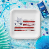 7月4日、赤、白、青の正方形の紙プレート。 ペーパープレート (パーティー)