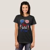 7月4日(金)紅白愛国青色米国国旗のガラス Tシャツ (正面フル)