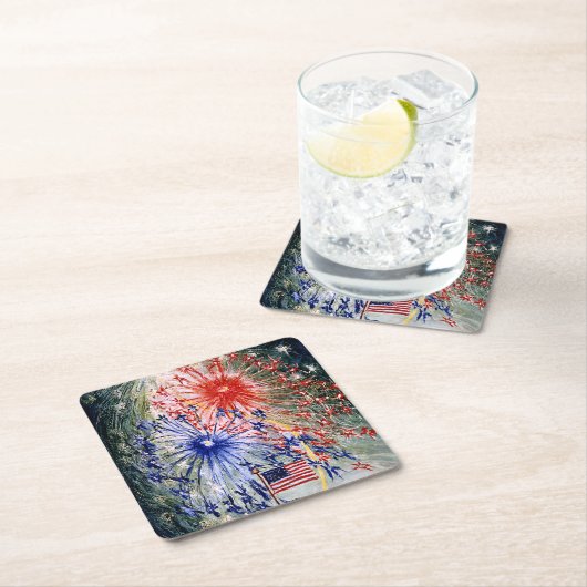 7月4日、1番素晴らし目絵画の スクエアペーパーコースター (インサイチュ)