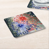 7月4日、1番素晴らし目絵画の スクエアペーパーコースター (アングル)